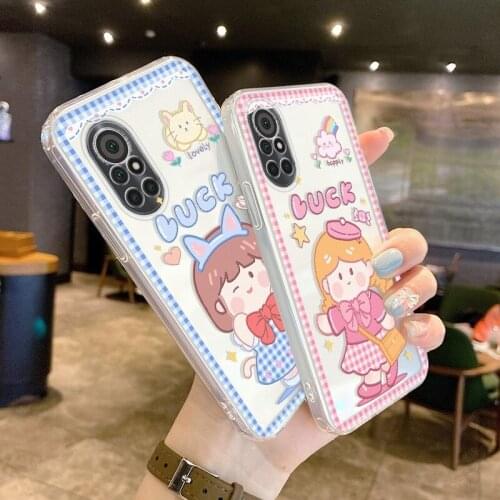 Plaid Group Girl Shockproof Transparent Case For Huawei Nova 8 7 Pro SE 5 Pro Phone Back Cover Case