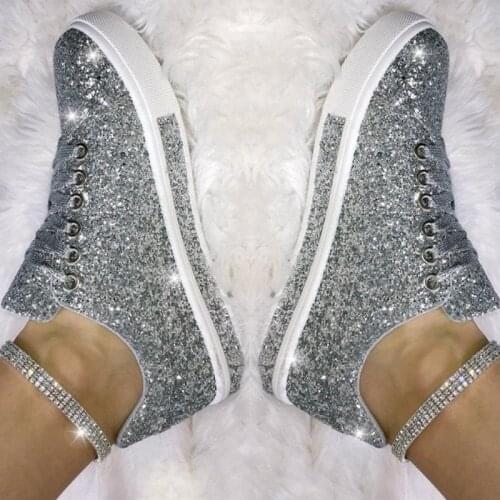 Women Vulcanize Shoes Sneakers Bling Shoes Girl Glitter Sneakers Casual Female Breathable Lace Up Outdoor Sport Shoes yui89