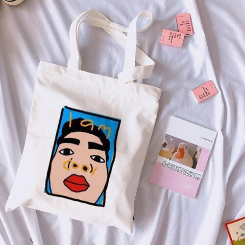 I Am Cool Funny Graphic Girls Canvas Tote Bag Kawaii Cute Printed Korean Fashion Ullzang Shoulder Bags Harajuku Ulzzang Handbag