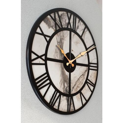 Markakanvas Marble Pattern Metal Wall Clock ,50cm European-style Novel clock decorative clock living room large vintage