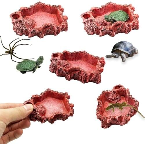 Resin Feeding Bowl Reptile Feeding Bowl Lizard Tortoise Spider Food Bowl Pet Drinker Amphibian Feeding Bowl Reptile Supplies