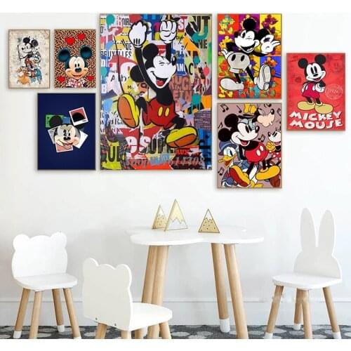 Mickey Mouse Wall Posters Disney Minnie Prints Canvas Printings Living Room Wall Cartoon Decoration Wall Art Pictures Home Decor