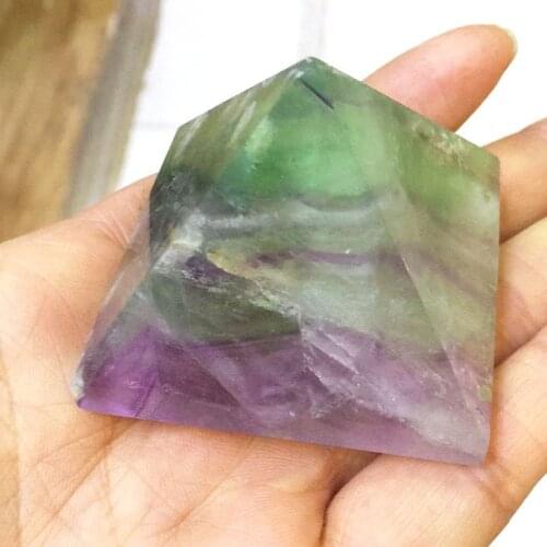 Natural Fluorite Pyramid Quartz Healing Stone Reiki Crystal Tower Point Home Decor Crafts Of Gem Stone Meditation Ornaments