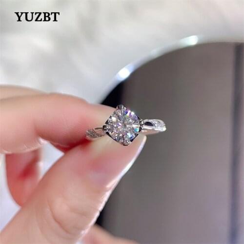 New Arrival 925 Silver 1 Carat Excellent Cut Gemstone 4 Claw Ring Diamond Test Past D Color Moissanite Rings Wedding Jewelry