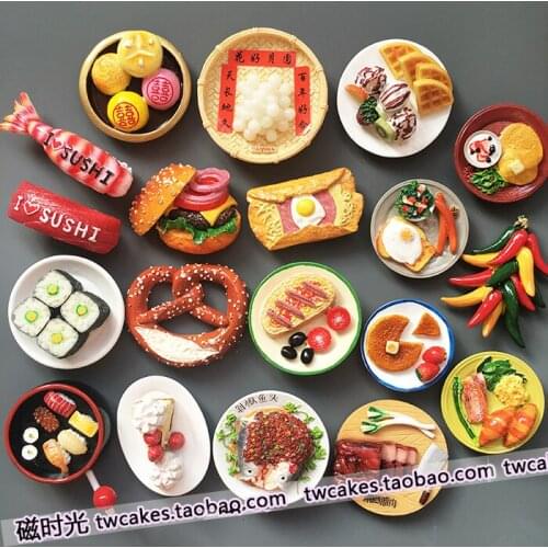 New export food snacks hamburger dessert bread sushi refrigerator stickers