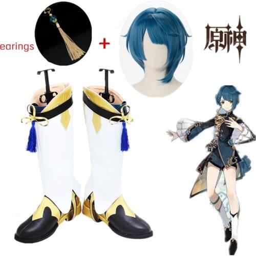 Genshin Impact Xingqiu Shoes Cosplay Women Boots Genshin Impact Cosplay Props Anime mens Shoes Boots Customs Size 35-48
