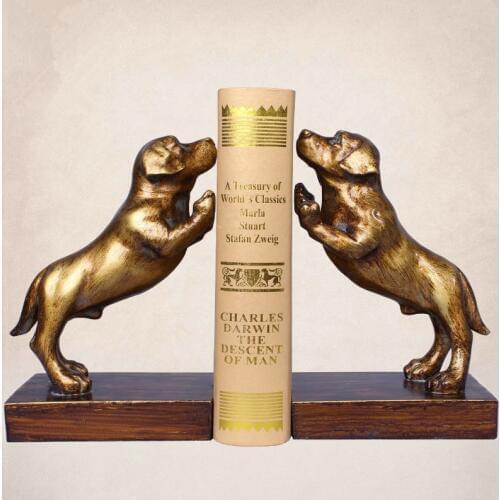 A Pair Creative Resin Dog Bookends Book Hold Office Supplies American Retro Rural Bookends Gift