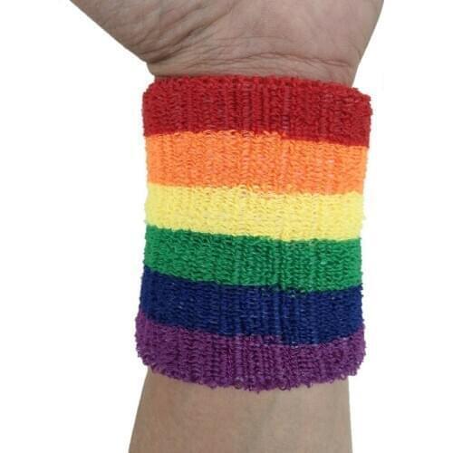 Rainbow cotton sweat-absorbent wristband Basketball badminton wrist Protective gear sports sweat absorb Band