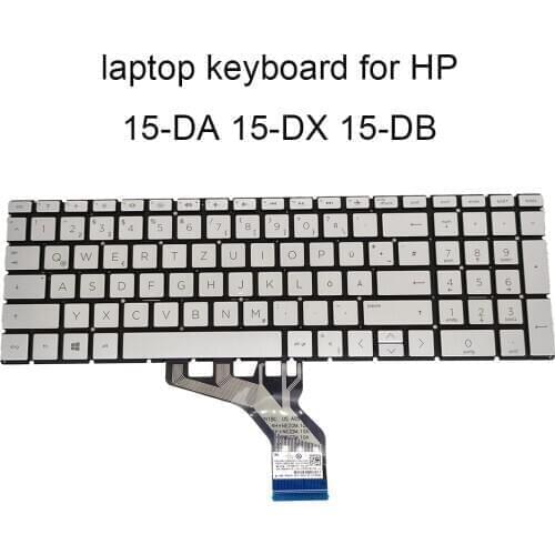 Replacement keyboards 15-DA backlit keyboard for HP 15-CX 15-DB GR GE German layout silver KB 9Z.NGHBW.30G L47469 041 best sell