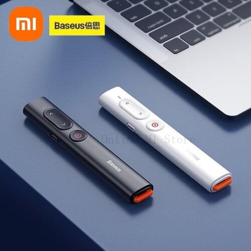 New Xiaomi Baseus Orange Point PPT Page 30/100m Turning Pen (Red Light) USB+Type-C universal laser remote control plug and play