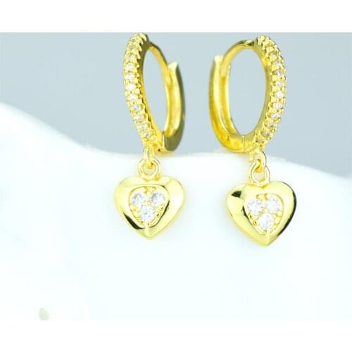 Three zircon earrings new rhinestone heart-shaped pendant female earrings dinner fashion luxury jewelry accessories