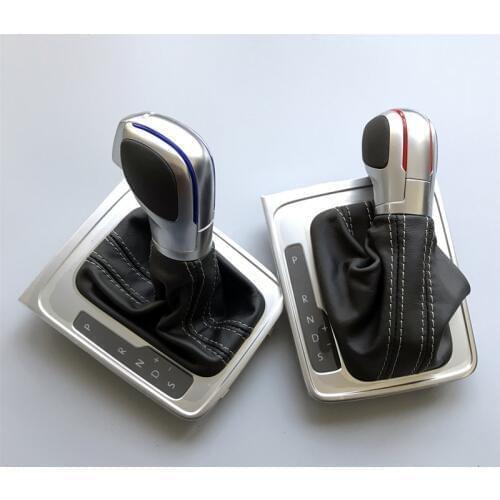 1PCS Refit Gear Shift Knob Lever AT Chrome Matt Leather For Volkswagen Passat B7 CC