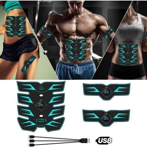 USB Charging Abdominal Muscle Stimulator Trainer Rechargable EMS Electric Muscle Exerciser Machine Home Gym Belly Arm Massage