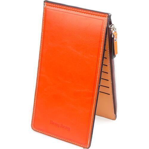 ZHIERNA Card bag ladies wallet oil wax leather multi-function card folder female thin pu mobile phone double folding clutch bag