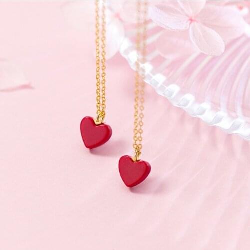 Fashion Womens S925 Silver Plated Artificial Agate Stone Red Love Heart Pendant Necklace Gift XSL