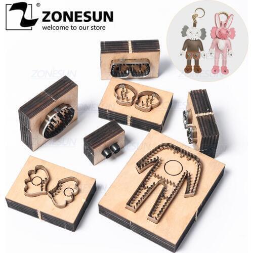 ZONESUN Customized Leather Cutting Die DIY Key Ring Wooden Template Knife Punching Key Chain Cutting Mould Cutter Leather Tools