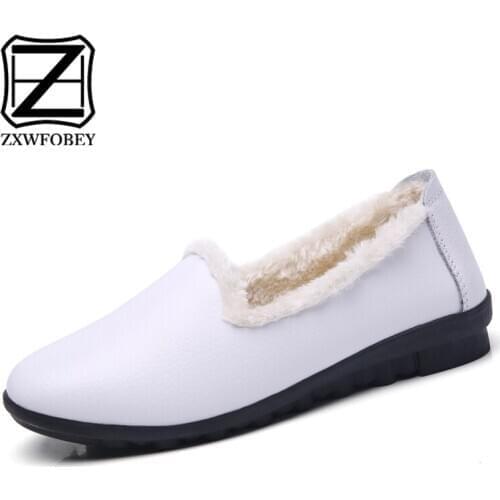 ZXWFOBEY Fur Ladies Casual Flats Slip On Lace-up Platform Womens Rubber Womens Winter Shoes Non-slip Comfortable Mother Shoes