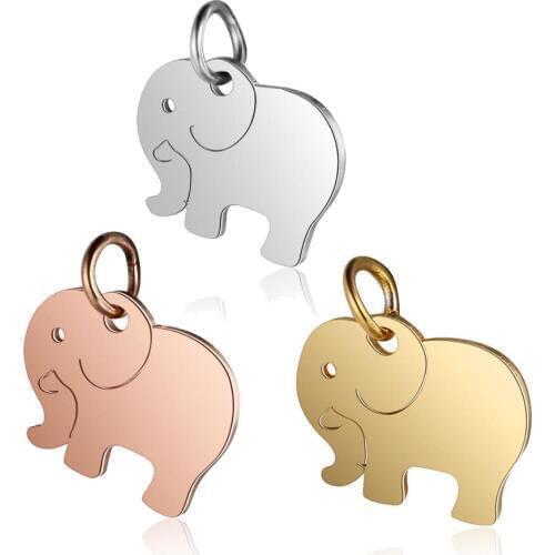 10pcs/lot Stainless Steel Charms Animal Cute Elephant Charms Pendant 3 Colors Exquisite Charm for DIY Jewelry Making Findings