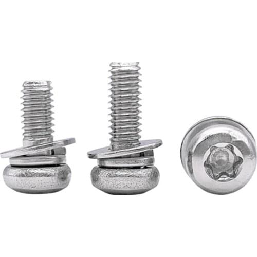 10Pcs M2 M2.5 M3 304 Stainless Steel Torx Round Head Three Combination Screw Six-Lobe Star Screws Plum Blossom Bolt 6mm-25mm L