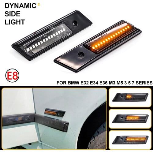 2Pcs Suitable For BMW E32 E34 E36 1990-1996 M3 M5 3 5 7 SERIES Dynamic LED Car Side Marker Lights Repeater Signal Lights