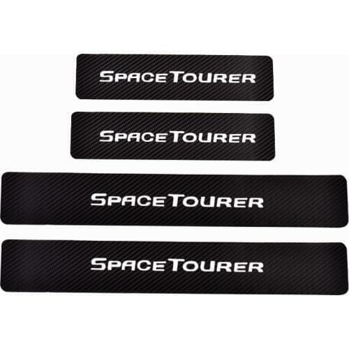 4PCs Carbon Fiber Pu leather Door Threshold Guard For Citroen SpaceTourer Car Door Sill Scuff Plate Protector Car Accessories