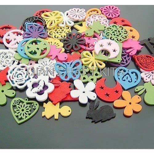 500pcs Dyed Wood wooden beads Pendant carved Various designs pattern approx 25mm Assorted color filigree engraved
