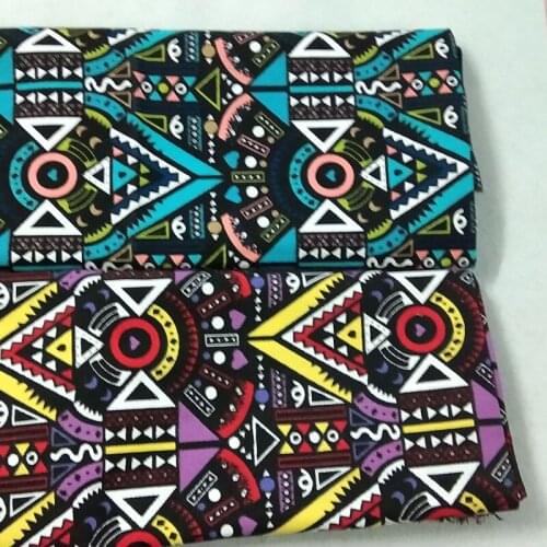 50x70cm Thick & Tough Blue Purple Colorful African Style Abstract Totem Printed Canvas Cotton Fabric Lady Bags Handbags