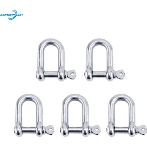 5X Staples Carabiner D Bow Shackle Clasp For Key Ring Keychain Hook Screw Joint Connector Buckle Boat Marine 316 Stainless Steel