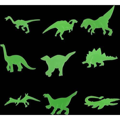 9PCs Fluorescent Dinosaur Stickers Ceiling Refrigerator Wall Decor Kid Toys Gift