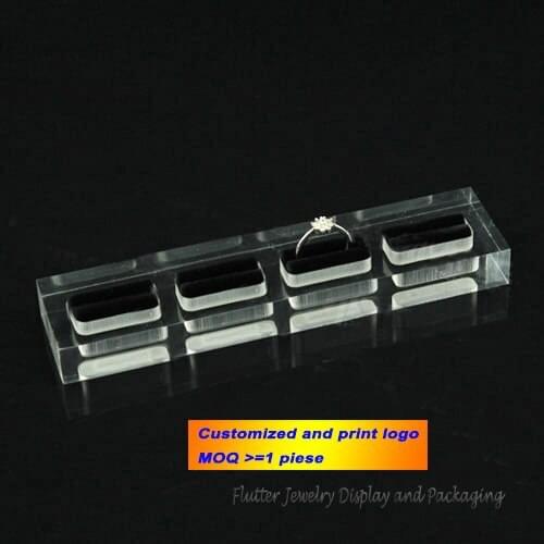 Promotion Clear Acrylic 4 Slots Ring Holders Ring Display Tray Earring Stud Organizer Jewelry Showing Props Showcase