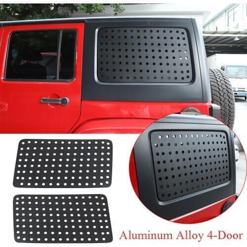 Aluminum Alloy Rear Triangular Window Glass Plate Cover Fit ForJeep Wrangler JK 2011-2017 4-Door