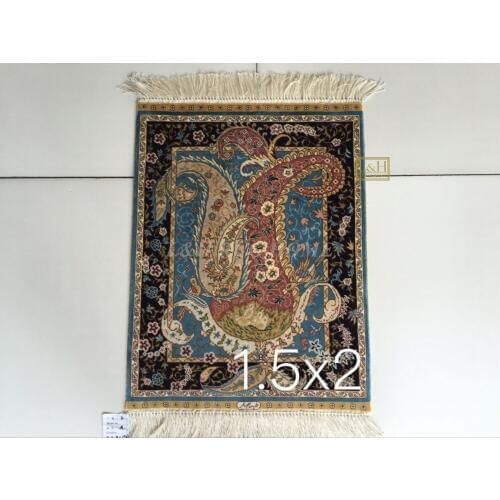Free shipping 1.5'X2' 230 Line Handmade Silk Oriental Persian Rug hand Knotted silk carpet small persian rug
