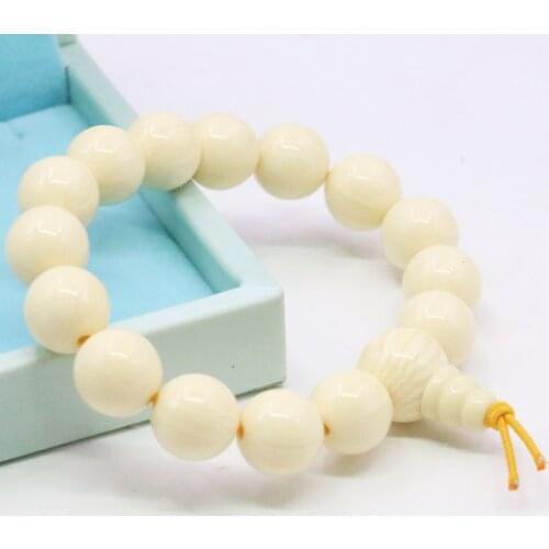 12mm Round White Imitation Beeswax Resin Bracelets Female Elastic Bracelets Chain Women Girls DIY Fashion Jewelry Making Design