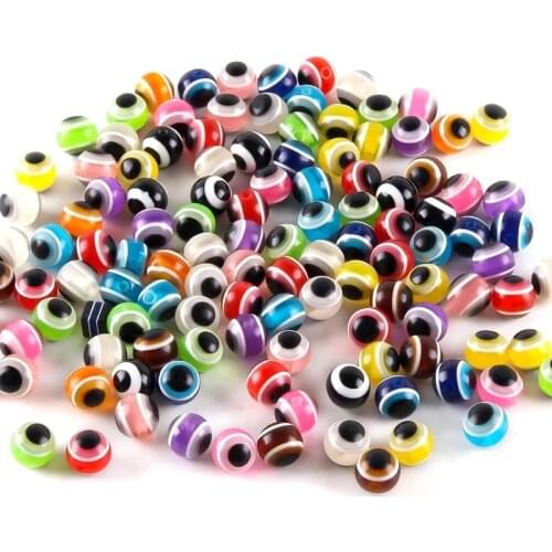 50pcs 6 8 10 mm Round Spacer Beads Evil Eye Beads Stripe Resin Spacer Beads For Jewelry Making DIY Bracelet Necklace Wholesale