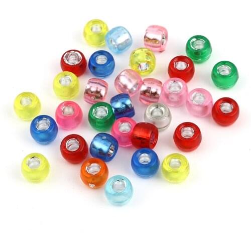 DoreenBeads Fashion Acrylic Beads Cylinder At Random Color Loose Spacer Beads DIY Making Bracelets Jewelry About 9mmx7mm,300PCs