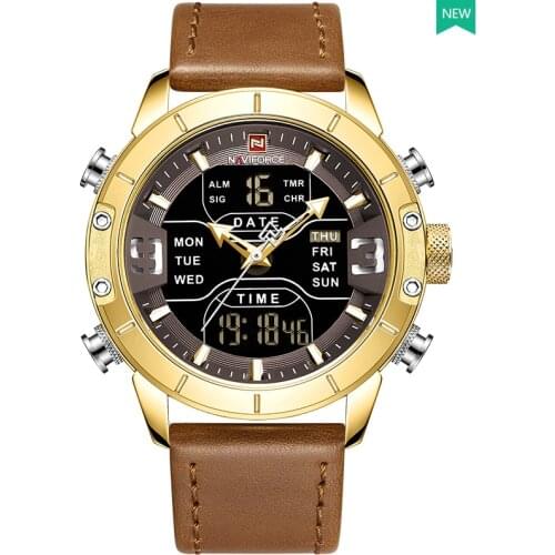 NAVIFORCE Watches Men’s Top Luxury Brand Men Leather Quartz Man Analog Clock Waterproof Military Wrist Watch Relogio Masculino