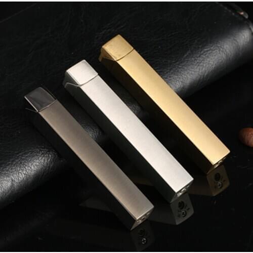 Long Bar Creative Metal Mini Inflatable Open Flame Butane Gas Lighter Cigarette Accessories Gift For Men