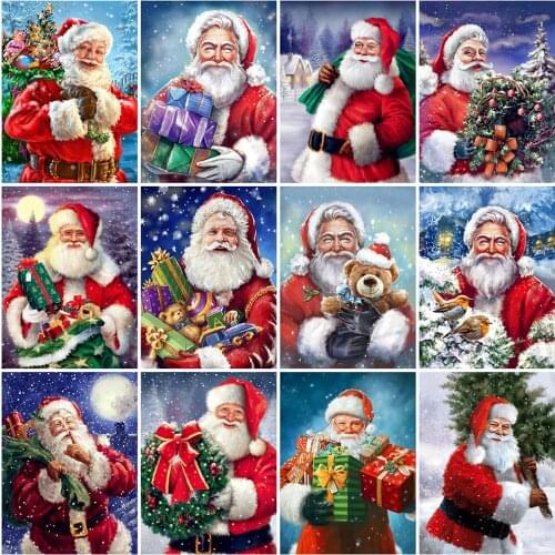 EverShine 5D DIY Diamond Embroidery Santa Claus Full Drill Square Diamond Painting Christmas Needlework Cartoon Wall Decor Home