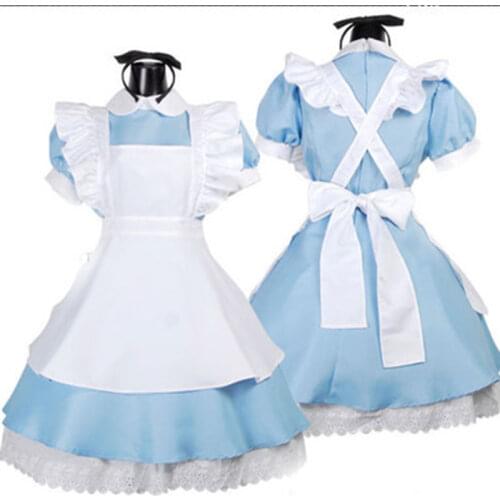 Top Sell Alice In Wonderland Cosplay Costume Lolita Dress Maid Apron Fantasia Carnival Halloween Costumes for Women