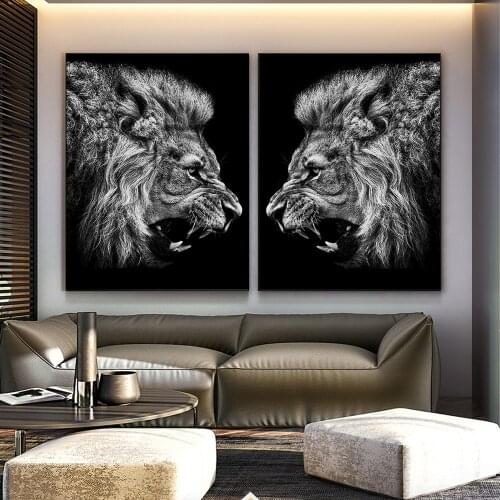 Canvas Paintings Wall Art Home Decoration Roaring Lion Pictures Home Decor HD Prints Animal Poster For Living Room Lions Paints