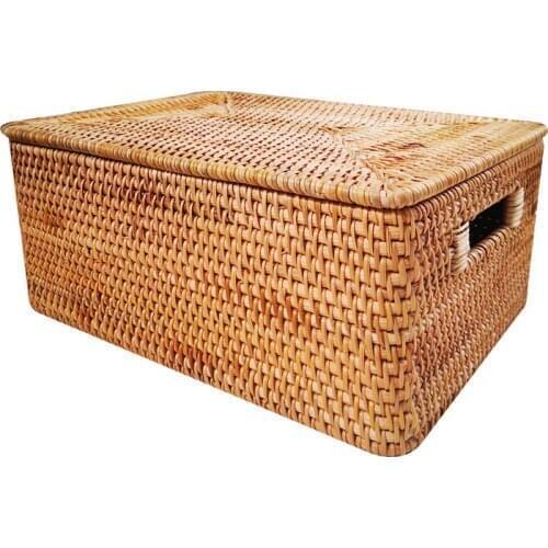 Laundry Basket Rattan Woven Storage Basket Handmade Brown Large Capacity Portable Clothing Storage Box Indoor Household Items