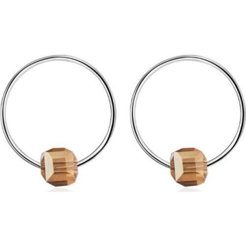 Personality New Fashion Circle Flash 925 Sterling Silver Jewelry Crystal Personality Square Stud Earrings SE642