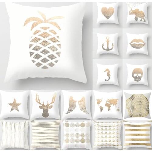 New Gold Pink Geometric Cushion Cover Modern Nordic Simple White Pillowcase Livingroom Sofa Couch Decorative Throw Pillows Cover