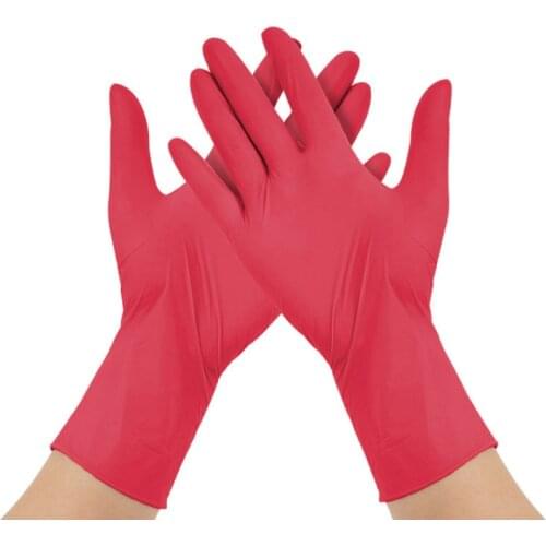 100PCS Disposable Nitrile Gloves Pink Red Powder Free Gloves For Household Cleaning/Gardening/Dishwashing/Working/Kitchen/Tattoo