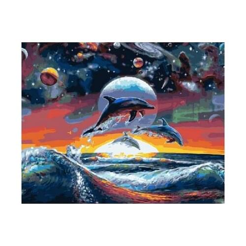 Underwater world DIY oil painting paint by number canvas picture home wall decor animal drawing coloring paint craft painting