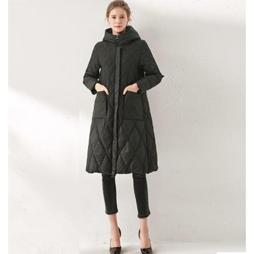 Women newest hooded long duck down jacket female fashion loose warm down coat lady autumn and winter Korean style down clothes