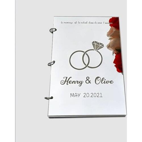 DIY Customized Wedding Signature Blank Inner Pages Book Bride Groom Favor Gifts for Guest Deco Love Heart Cane Diamond Deco