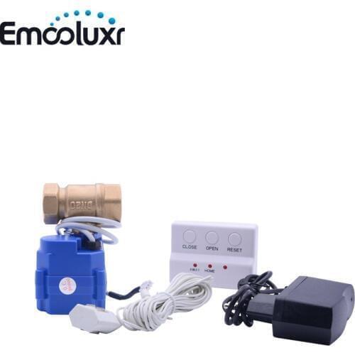 Water Flood Leakage Detection System Water Alarm Sensor with Long Sensor Cable and 3/4" Motorized Auto Shutoff Valve BSP