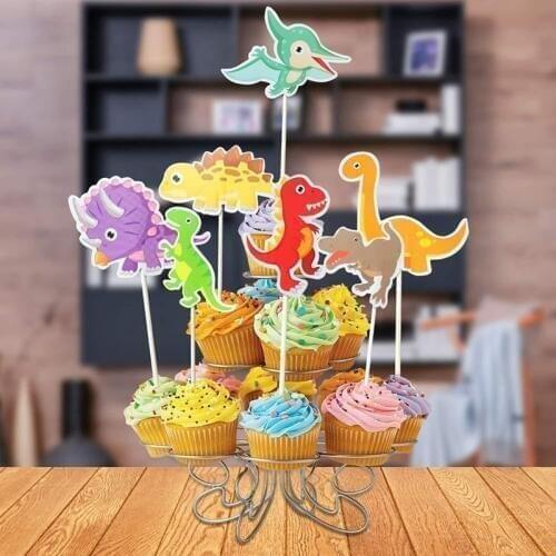 21pcs Dino Cake Topper Dinosaur Jungle Party Supplies Cartoon Dinosaur Cupcake Topper Birthday Party Decorations kids favors