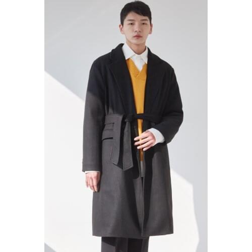 Hepburn tweed coat for mens autumn and winter 2021 new Korean casual tweed coat medium length thickened large size coat